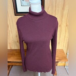 Nine West Burgundy Ribbed Turtleneck Sweater Size L